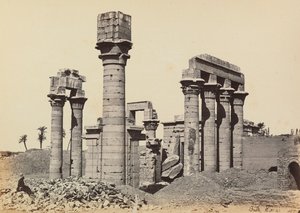 "Egypt og Palestina": ruinene av byen Hermonthis med tempelet til Kleopatra i Armant (Erment) nær Theben, Egypt