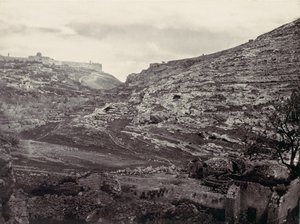 Mount Moriah, Jerusalem, fra brønnen til En Rogel, ca. 1857.