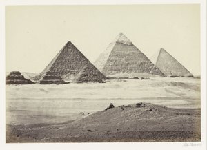 Piramides van Gizeh Pyramidene i El Geezeh. Fra sør-vest (tittel på objekt) av Francis Frith
