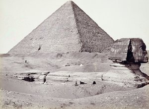 Den store pyramiden, med sfinksen i forgrunnen, El-Geezah av Francis Frith