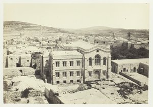 Den nye engelske kirken fra Hippicus-tårnet, Jerusalem, 1857. av Francis Frith