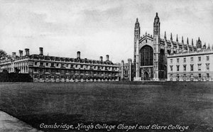 Kings College Chapel og Clare College, Cambridge, Cambridgeshire, sent på 1800-tallet. av Frith and Co
