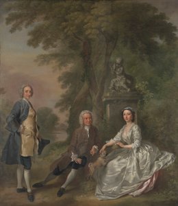Jonathan Tyers, med sin datter Elizabeth, og hennes ektemann John Wood av Francis Hayman