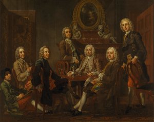 Portrett av en gruppe herre, med kunstneren av Francis Hayman