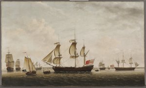 Captain Cooks skip HMS Resolution and Adventure in the Long Reach, 1772