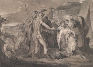 Kong Lear gråter over kroppen til Cordelia Shakespeare, King Lear, 5. akt, scene..., 1. august 1792. av Francis Legat