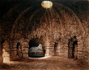 Interiør i grotten, Stourhead (akvarell på papir)