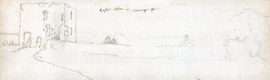 Cardiff i 1678 (akvarell og brunt blekk på papir) av Francis Place