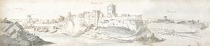 Pembroke Castle, ca. 1678 (akvarell og brunt blekk på papir) av Francis Place