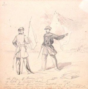 Våpenhvilens flagg, ca. 1860 (blyant på papir) av Francis Schell