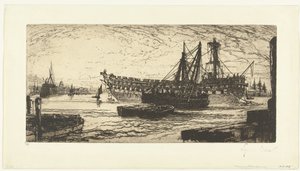 Demontering av skipet Agamemnon Oppbryting av Agememnon av Francis Seymour Haden (Sir) (signed by artist)