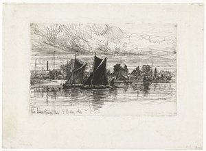 West London Rowing Club (tittel på objekt) av Francis Seymour Haden (Sir) (signed by artist)
