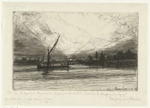 Solnedgang på Themsen Solnedgang på Themsen av Francis Seymour Haden (Sir) (signed by artist)