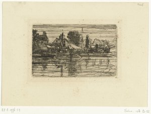 Landsby ved vannet Thames Side av Francis Seymour Haden (Sir)