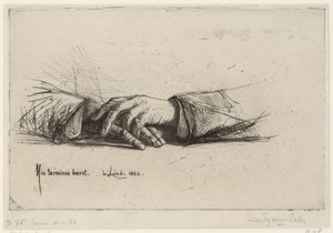 Rustende hånden hendene foldet etsestudier (serietittel) av Francis Seymour Haden (Sir)