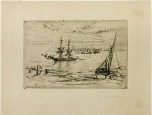 En brigg ved anker av Francis Seymour Haden