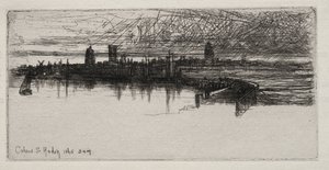 Lille Calais Pier, 1865, 03.00, 1865. av Francis Seymour Haden