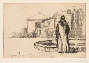 Munk ved en fontene, 1877. av Francis Seymour Haden