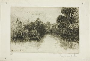 Shere Mill Pond, nr. I (liten tallerken) av Francis Seymour Haden