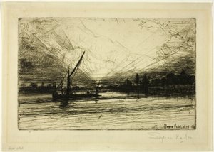 Solnedgang på Themsen av Francis Seymour Haden