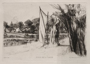Thames Ditton - With a Sail, 1864. av Francis Seymour Haden