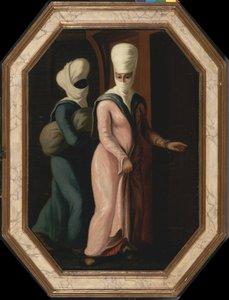En tyrkisk dame som går med slaven sin til badet, ca 1760