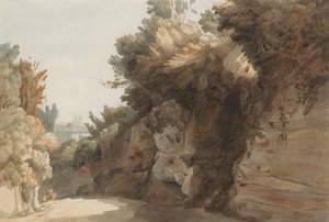 En utsikt nær Arco Scuro, ser mot Villa Medici, Roma, 1785. av Francis Towne