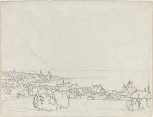 En utsikt over Vevey med La Tour de Peilz i det fjerne av Francis Towne