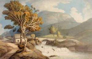 Bro og foss nær Llyngwellyn av Francis Towne