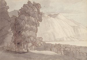 Landskap (Genèvesjøen) (penn og blekk og vask på papir)