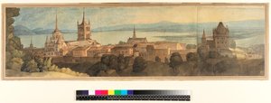 No.1483 View of Lausanne, 1781 (wc, blyant og blekk på papir)