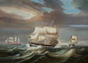 Blackwall fregatter i en stiv bris (olje) av Francis Tudgay