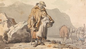 En gammel fiskerkvinne med to kvinner som graver etter agn av Francis Wheatley
