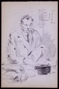 Portrett av Gilbert? Bayes, c. 1928 (blyant på papir) av Francis Wilfred Lawson