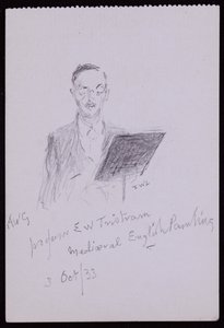 Portrett av professor EW Tristram av Francis Wilfred Lawson