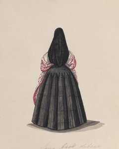 En kvinne iført saya sett bakfra, fra en gruppe tegninger som viser..., ca. 1848.