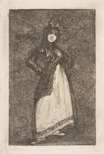 En Maja som står mot en mørk bakgrunn Maja. av Francisco de Goya