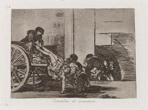 Cartloads to the Cemetery, plate 64 fra The Disasters of War av Francisco de Goya