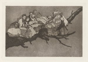 Nonsens latterlig (Ridiculous Folly), også kjent som Andarse por las ramas (To Go Amongst the Branches), fra serien Los disparates (Los proverbios) av Francisco de Goya