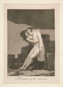 kjærlighet og død (Love and Death), pl. 10 fra serien The Caprices av Francisco de Goya