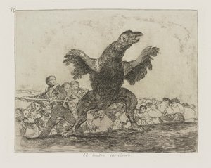 Den kjøttetende gribben. (The Carnivorous Vulture.), pl. 76 fra serien The Disasters of War av Francisco de Goya