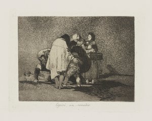 Espir? synd remedie. (Det var ingenting å gjøre og han døde.), pl. 53 fra serien Los desastres de la guerra (The Disasters of War) av Francisco de Goya
