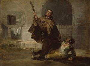 Friar Pedro Clubs El Maragato with the Butt of the Gun, ca. 1806. av Francisco de Goya
