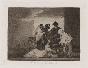 Takk skal du ha ? la almorta (Thanks to the Millet), Plate 51 fra The Disasters of War av Francisco de Goya