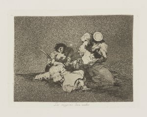 Kvinner gir verdi. (Kvinnene gir mot.), pl. 4 fra serien The Disasters of War av Francisco de Goya