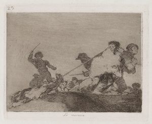 He Deserved It, Plate 29 fra The Disasters of War av Francisco de Goya