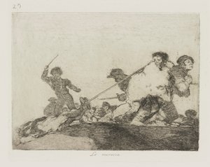 Han fortjente det. (Jeg fortjente det.), pl. 29 fra serien The Disasters of War av Francisco de Goya