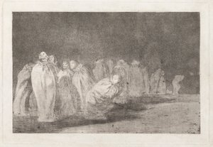 Los ensacados (The Men in Sacks), også kjent som So el sayal, hay al (There is Something Beneath the Sackcloth), fra serien Los disparates (Los proverbios) av Francisco de Goya
