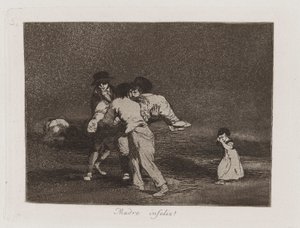 ulykkelig mor! (Unhappy Mother!), Plate 50 fra The Disasters of War av Francisco de Goya