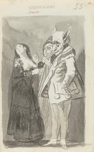 Mascaras crueles (Cruel Masks) [recto] av Francisco de Goya